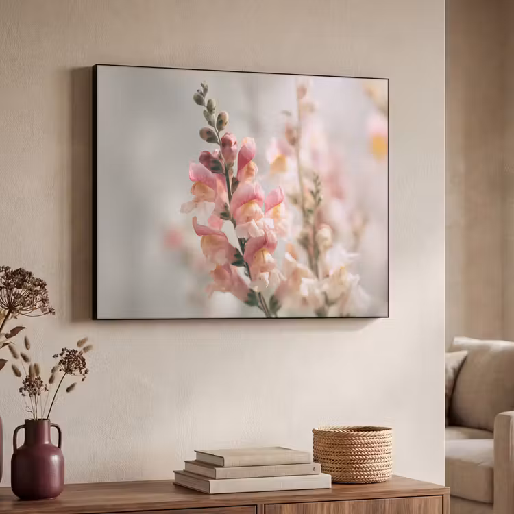 Bloem - Leeuwenbek - Roze - Stengel Textielframe - compleet frame klein -sfeer3