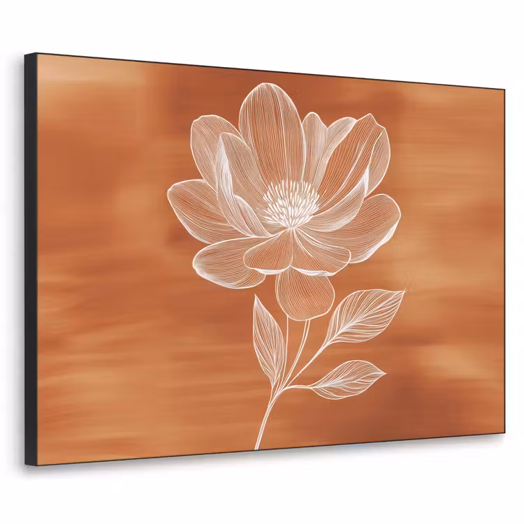 Bloem - Minimalistisch - Wit Textielframe zwart klein -3d