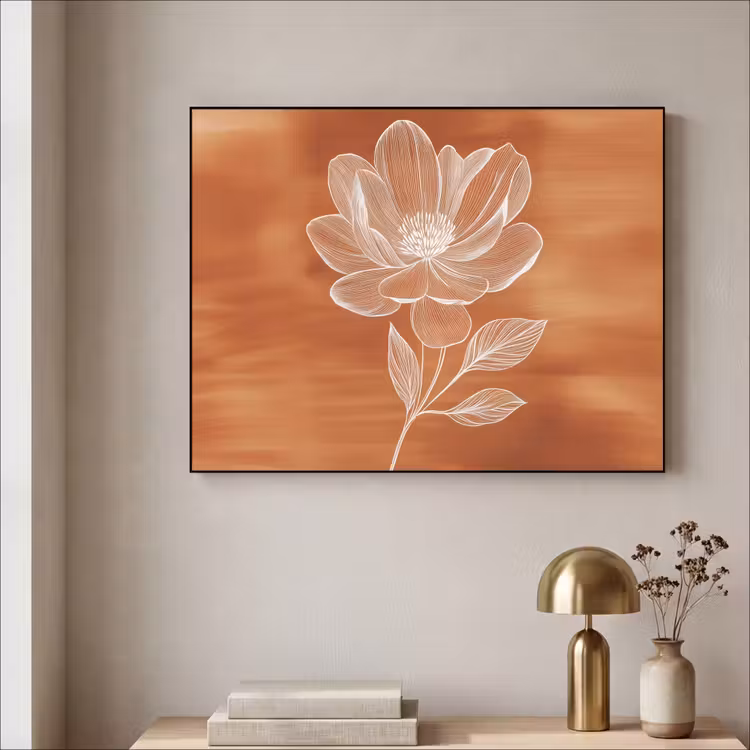 Bloem - Minimalistisch - Wit Textielframe - compleet frame klein -sfeer2