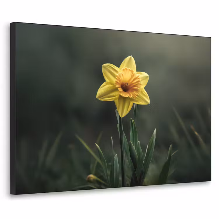 Bloem - Narcis - Gras - Geel Textielframe - compleet frame klein -3d