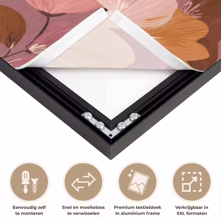 Bloem - Patroon - Roze Textielframe zwart klein 947 -USP_closeupNL