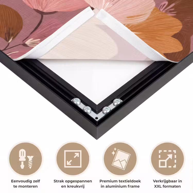 Bloem - Patroon - Roze Textielframe zwart klein 947 -USP_feed_closeupNL