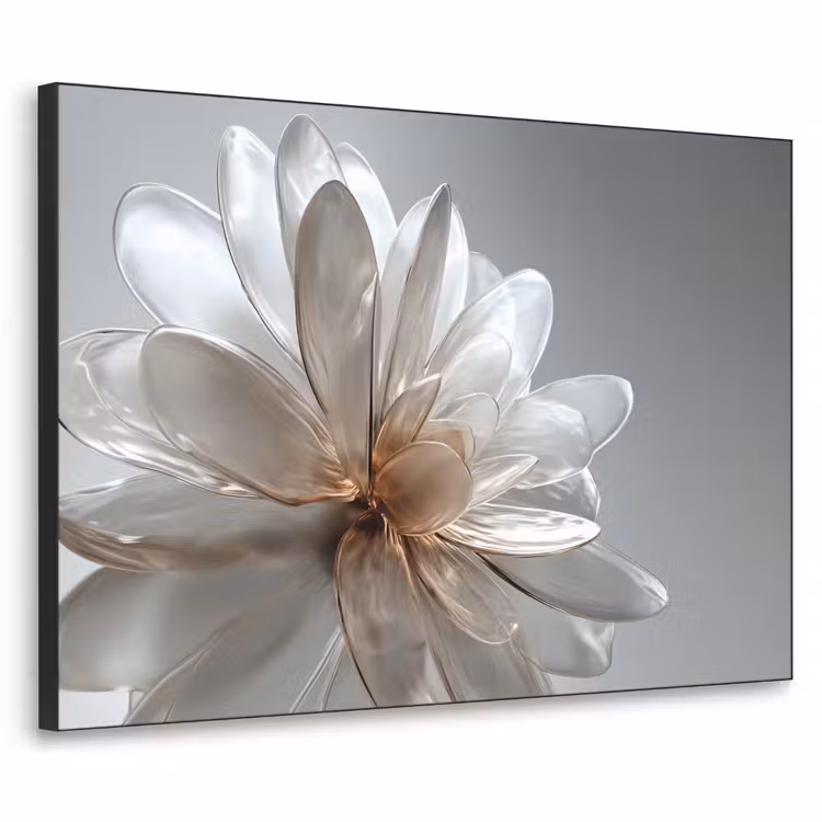 Bloem - Wit - Neutraal Textielframe zwart klein -3d