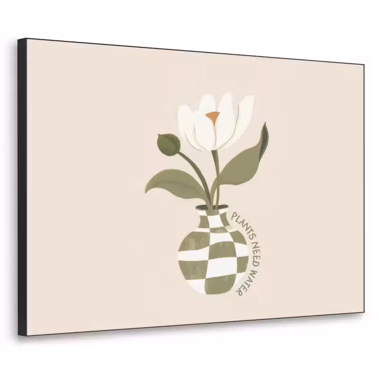 Bloem - Wit - Vaas - Quote Textielframe - compleet frame klein -3d