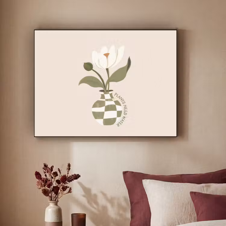 Bloem - Wit - Vaas - Quote Textielframe - compleet frame klein -sfeer1