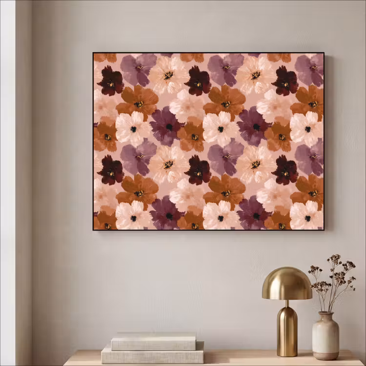 Bloemen - Abstract - Aardetinten Textielframe zwart klein 947 -sfeer2