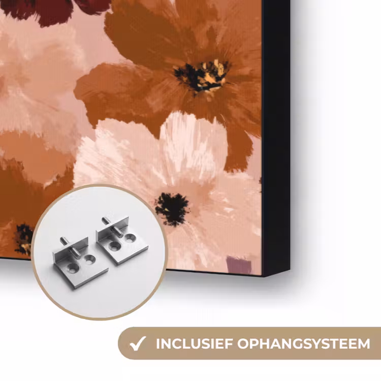 Bloemen - Abstract - Aardetinten Textielframe zwart klein 947 -USP_ophangsysteemNL