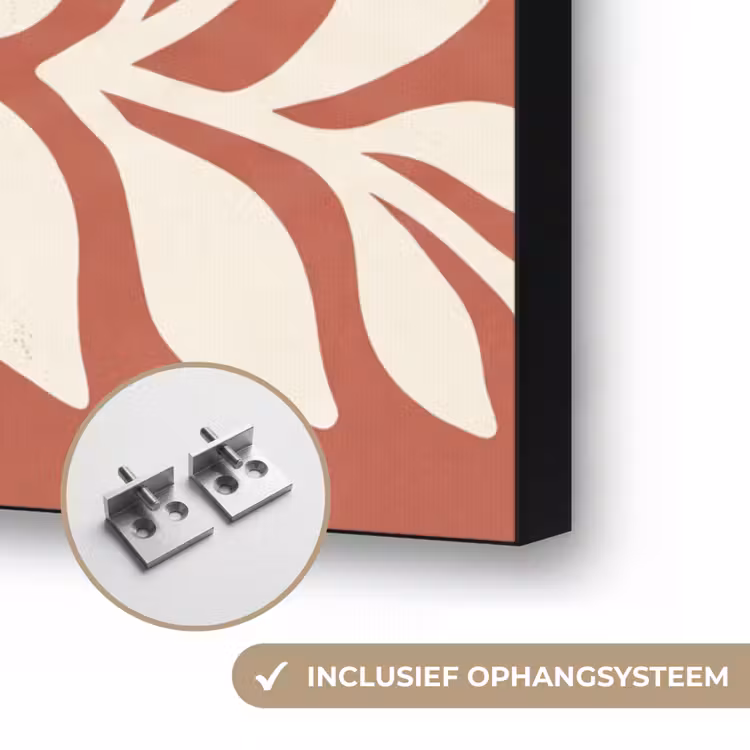 Bloemen - Abstract - Modern - Beige - Natuur Textielframe zwart klein -USP_ophangsysteemNL