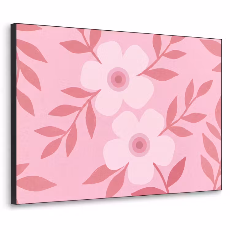 Bloemen - Abstract - Modern - Roze - Natuur Textielframe zwart klein -3d