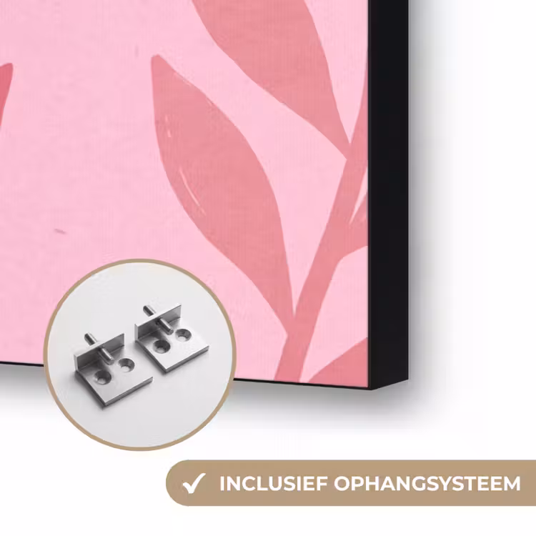 Bloemen - Abstract - Modern - Roze - Natuur Textielframe zwart klein -USP_ophangsysteemNL