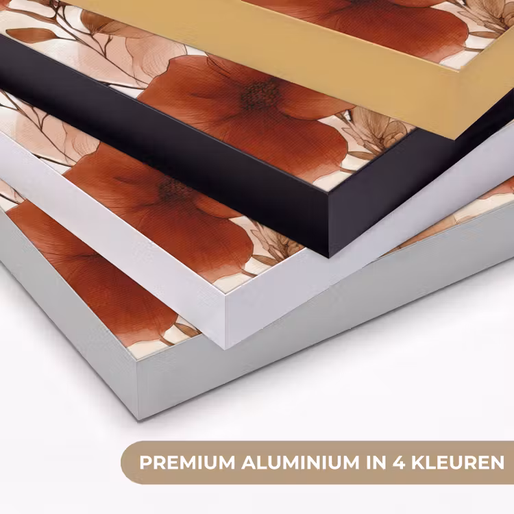 Bloemen - Aquarel - Botanisch - Terracotta Textielframe zwart klein 947 -USP_kleurenNL