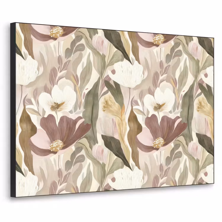 Bloemen - Aquarel - Kleurrijk Textielframe zwart klein 947 -3d