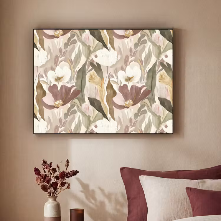 Bloemen - Aquarel - Kleurrijk Textielframe zwart klein 947 -sfeer1