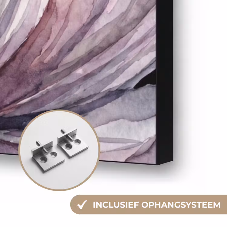 Bloemen - Aquarel - Modern - Roze - Donker Textielframe zwart klein -USP_ophangsysteemNL