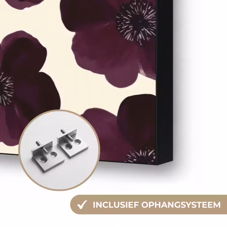 Bloemen - Aquarel - Paars Textielframe zwart klein 947 -USP_ophangsysteemNL