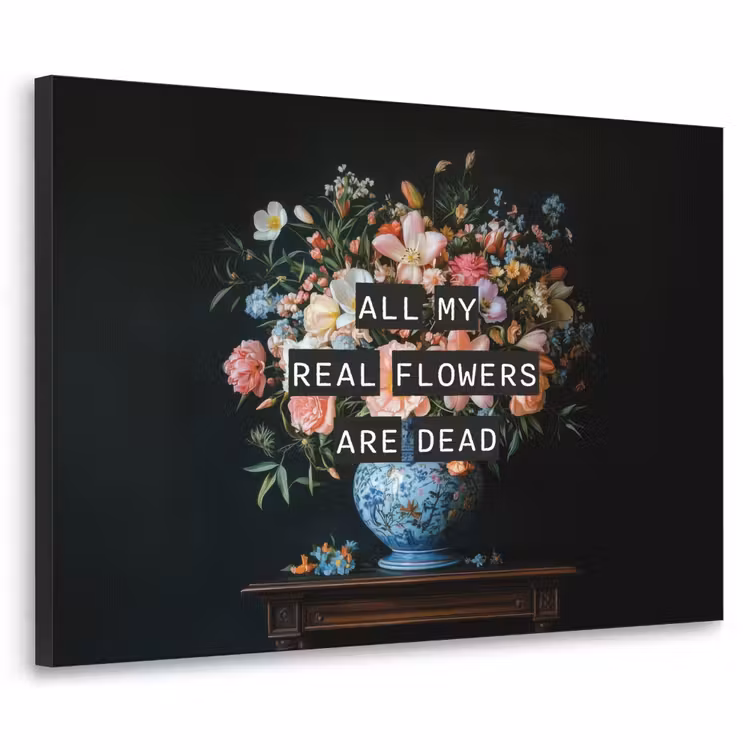 Bloemen - Art - Pastel - Quotes Textielframe zwart klein -3d