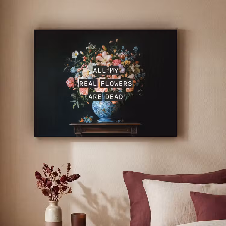 Bloemen - Art - Pastel - Quotes Textielframe - compleet frame klein -sfeer1