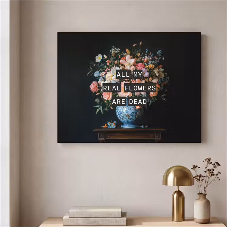 Bloemen - Art - Pastel - Quotes Textielframe - compleet frame klein -sfeer2