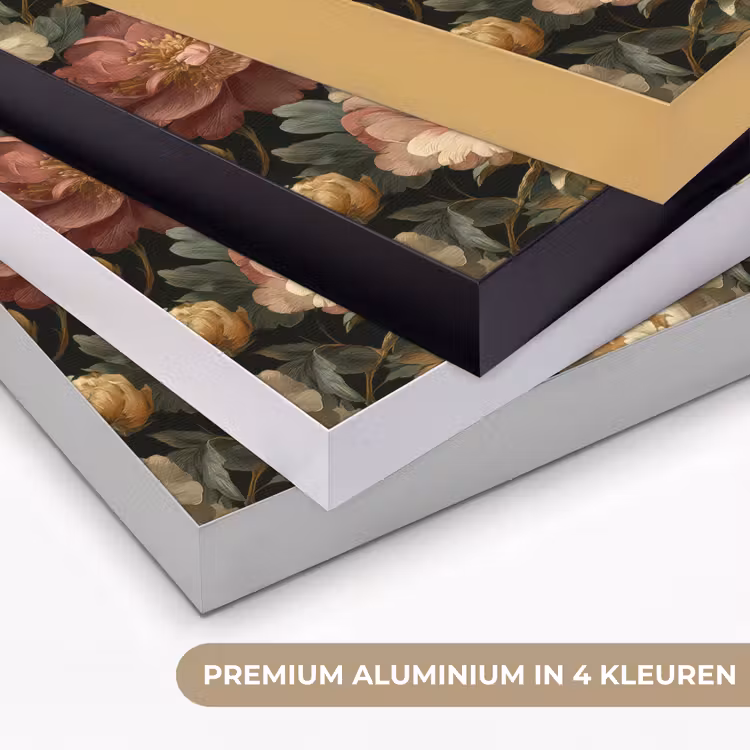 Bloemen - Barok - Patroon - Roze - Crème Textielframe zwart klein 947 -USP_kleurenNL