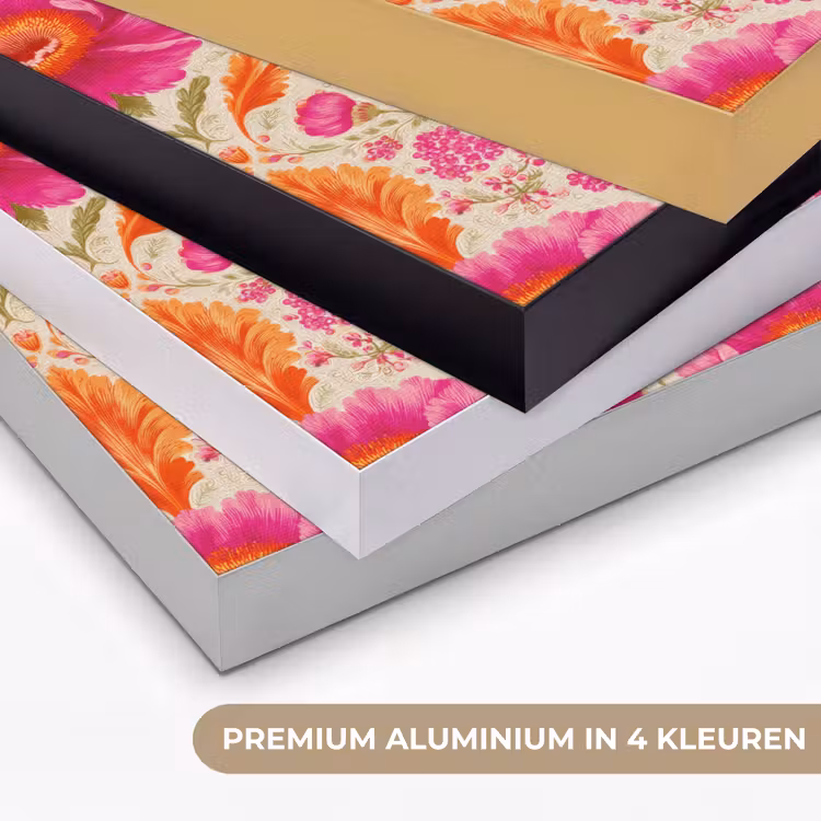 Bloemen - Barok - Roze - Oranje Textielframe zwart klein 947 -USP_kleurenNL