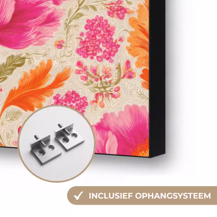 Bloemen - Barok - Roze - Oranje Textielframe zwart klein 947 -USP_ophangsysteemNL