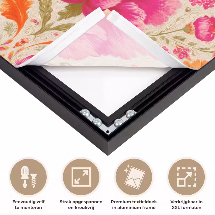 Bloemen - Barok - Roze - Oranje Textielframe zwart klein 947 -USP_feed_closeupNL