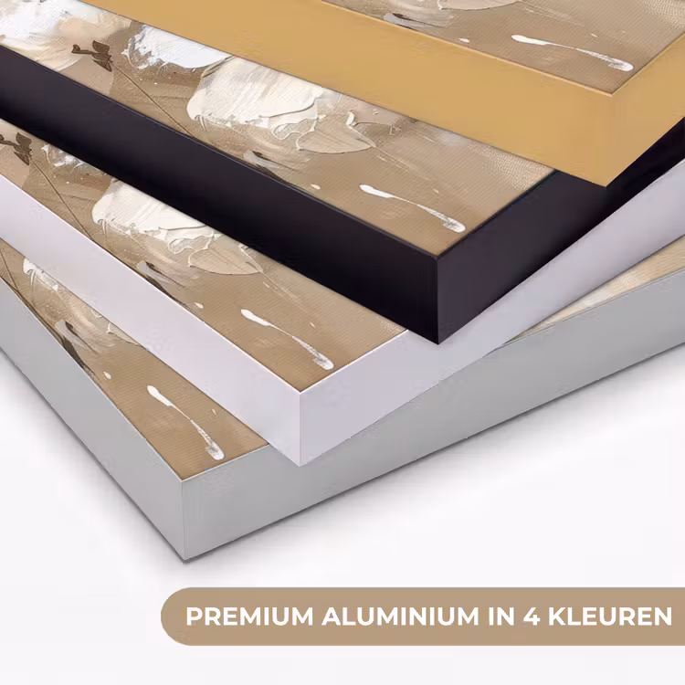 Bloemen - Beige - Abstract - Modern Textielframe zwart klein -USP_kleurenNL