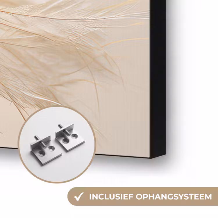 Bloemen - Beige - Natuur Textielframe zwart klein -USP_ophangsysteemNL