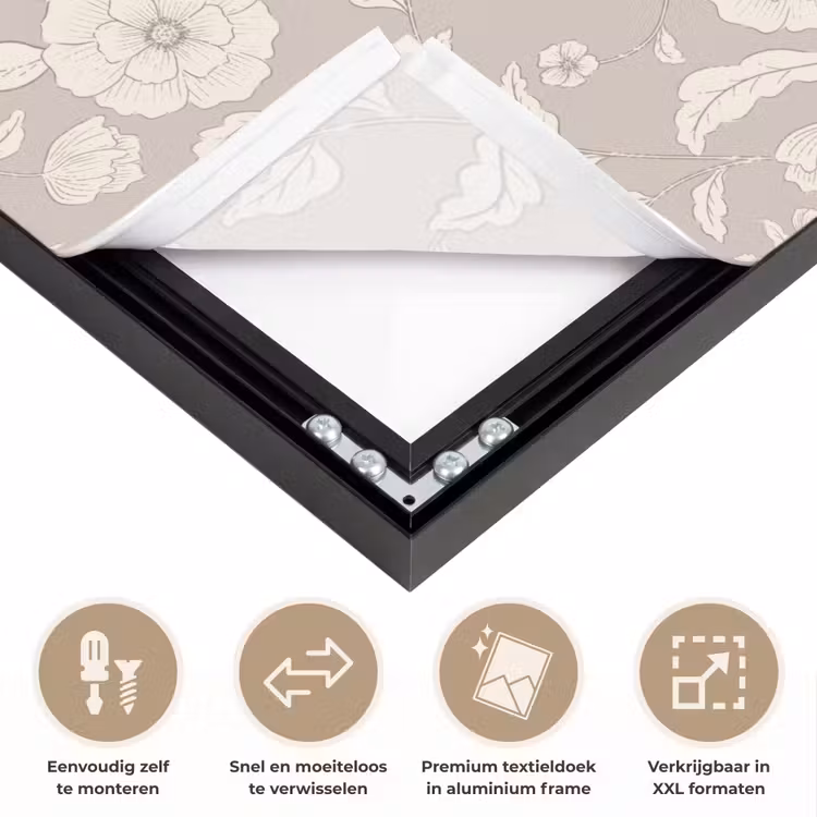 Bloemen - Blaadjes - Patroon Textielframe zwart klein 947 -USP_closeupNL