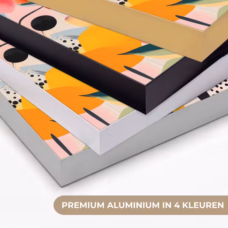 Bloemen - Bladeren - Abstract - Kleurrijk Textielframe zwart klein -USP_kleurenNL