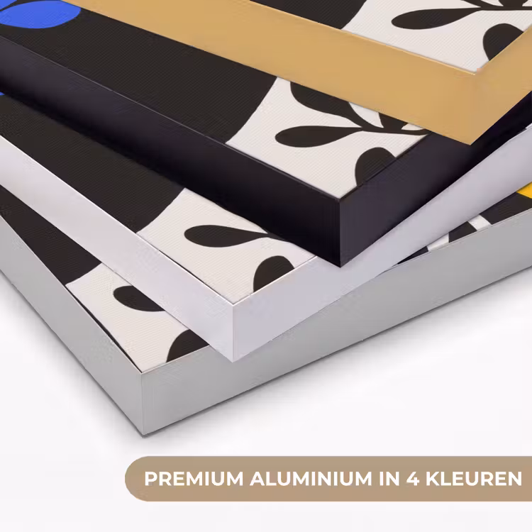 Bloemen - Bladeren - Abstract - Zwart Textielframe zwart klein -USP_kleurenNL