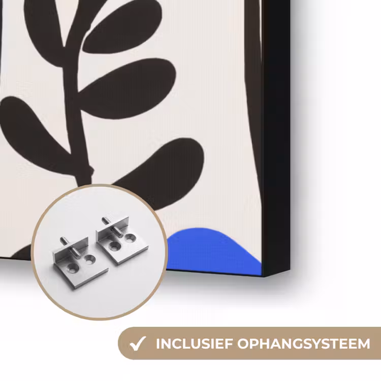 Bloemen - Bladeren - Abstract - Zwart Textielframe zwart klein -USP_ophangsysteemNL