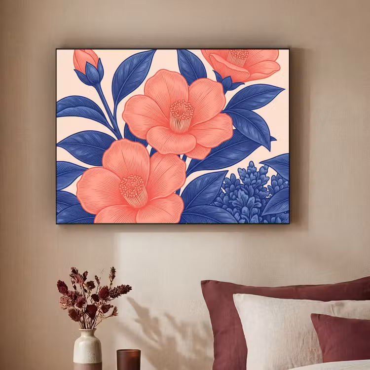 Art frame - Bloemen - Bladeren - Botanisch - Bloemen - Bladeren - Botanisch Textielframe zwart klein
