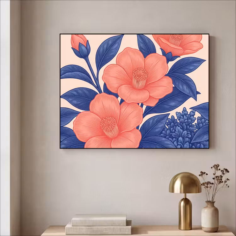 Art frame - Bloemen - Bladeren - Botanisch - Bloemen - Bladeren - Botanisch Textielframe zwart klein