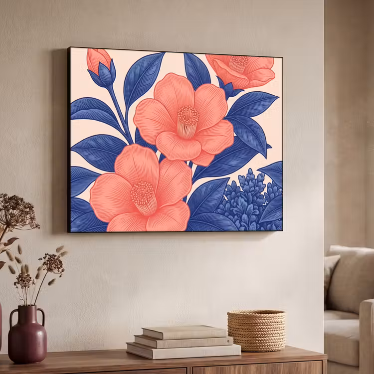 Art frame - Bloemen - Bladeren - Botanisch - Bloemen - Bladeren - Botanisch Textielframe zwart klein