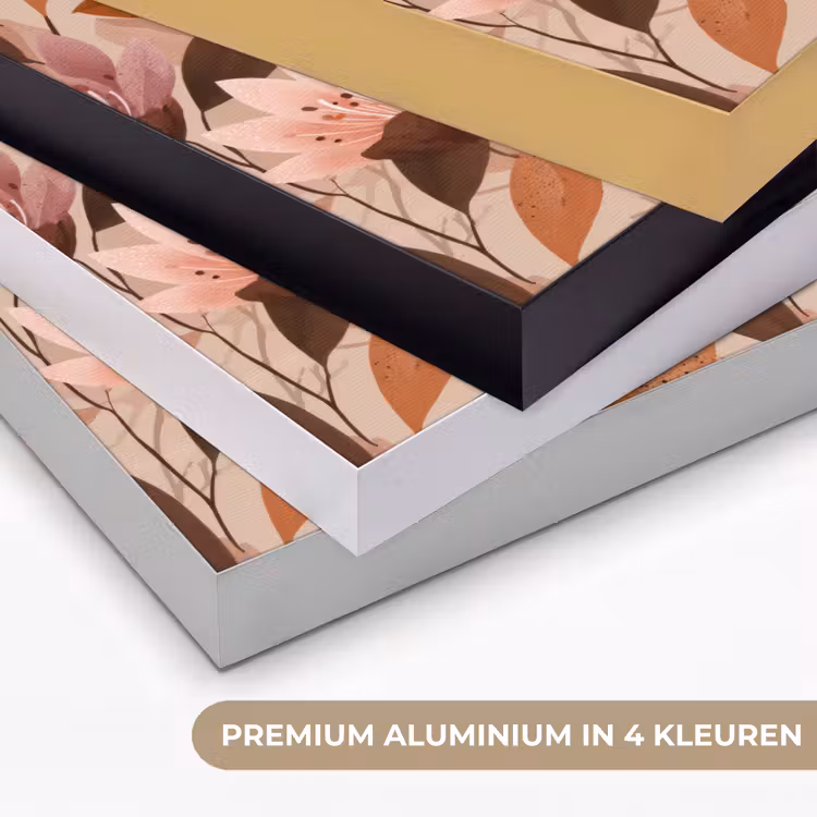 Bloemen - Bladeren - Bruin Textielframe zwart klein 947 -USP_kleurenNL