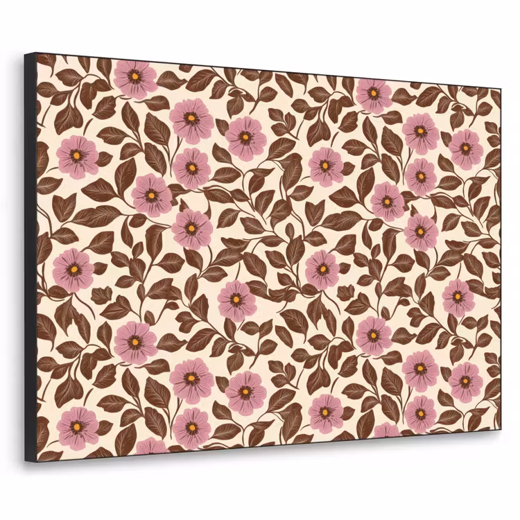 Bloemen - Bladeren - Kleurrijk Textielframe zwart klein 947 -3d
