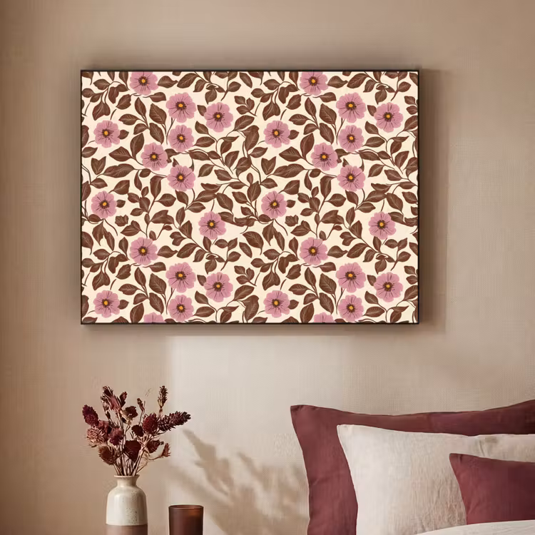 Bloemen - Bladeren - Kleurrijk Textielframe zwart klein 947 -sfeer1