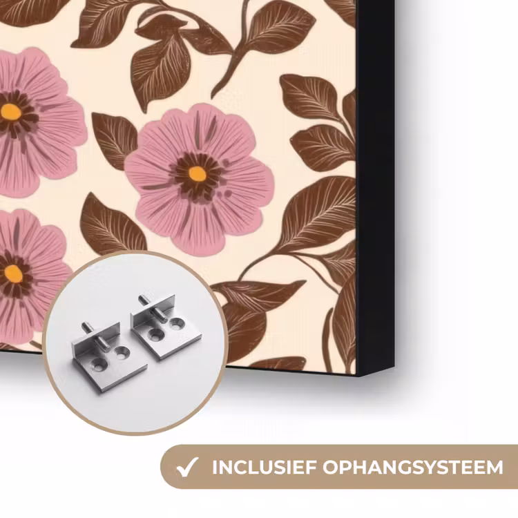 Bloemen - Bladeren - Kleurrijk Textielframe zwart klein 947 -USP_ophangsysteemNL
