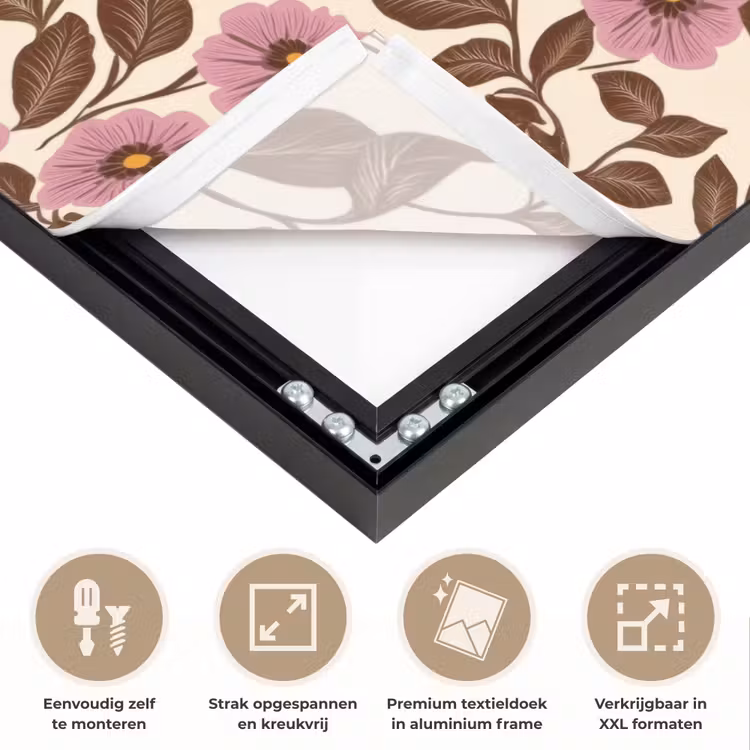 Bloemen - Bladeren - Kleurrijk Textielframe zwart klein 947 -USP_feed_closeupNL