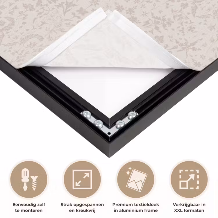 Bloemen - Bladeren - Licht - Taupe Textielframe zwart klein 947 -USP_feed_closeupNL