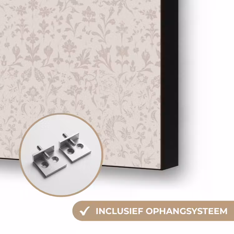 Bloemen - Bladeren - Licht - Taupe Textielframe zwart klein 947 -USP_ophangsysteemNL