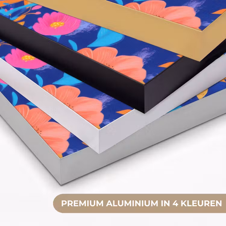Bloemen - Blauw - Roze Textielframe zwart klein -USP_kleurenNL
