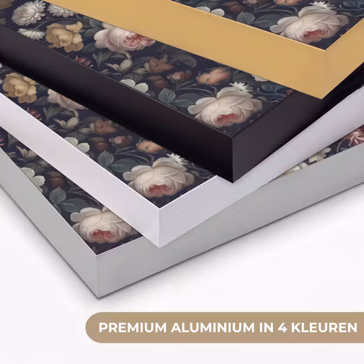 Bloemen - Boeket - Botanisch - Vintage - Donkere achtergrond Textielframe zwart klein -USP_kleurenNL