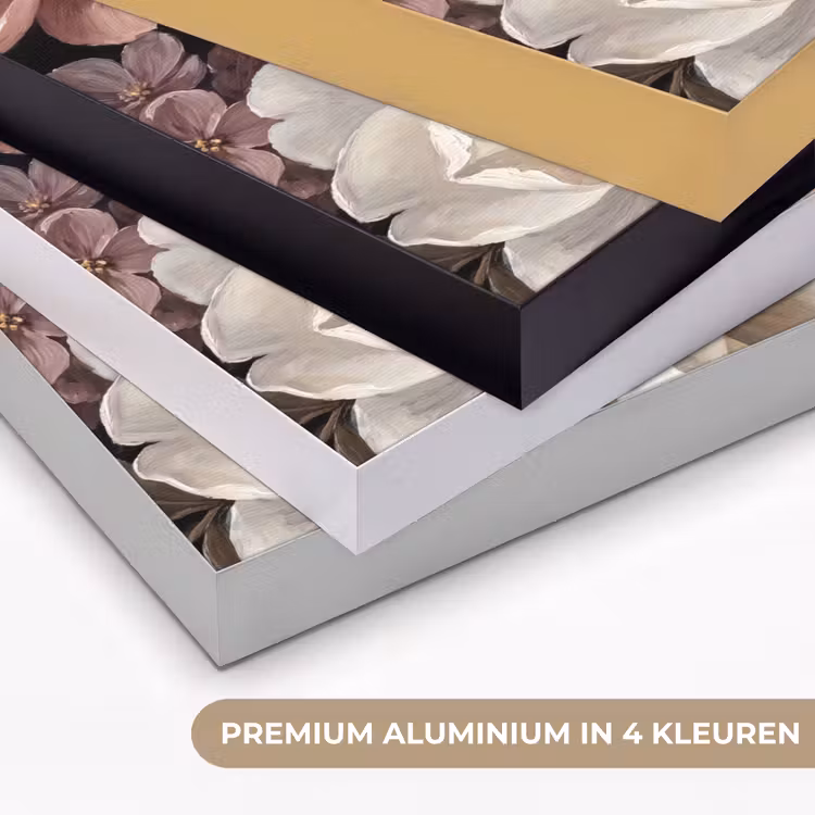Bloemen - Boeket - Klassiek - Donker - Rood Textielframe zwart klein -USP_kleurenNL