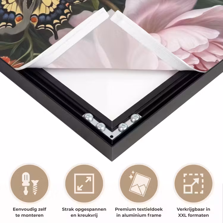 Bloemen - Boeket - Klassiek - Kleurrijk - Natuur Textielframe zwart klein -USP_feed_closeupNL