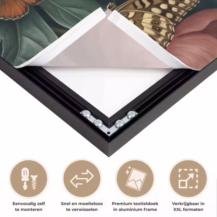 Bloemen - Boeket - Natuur - Klassiek - Donker Textielframe zwart klein -USP_closeupNL