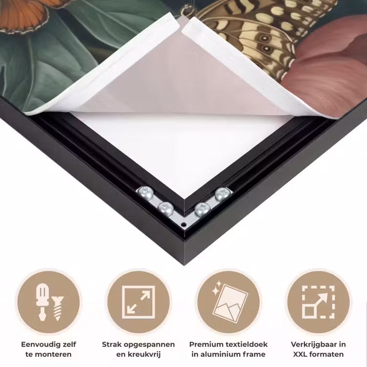 Bloemen - Boeket - Natuur - Klassiek - Donker Textielframe zwart klein -USP_feed_closeupNL