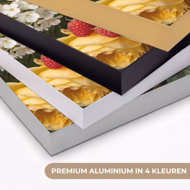 Bloemen - Boeket - Natuur - Klassiek - Geel Textielframe zwart klein -USP_kleurenNL