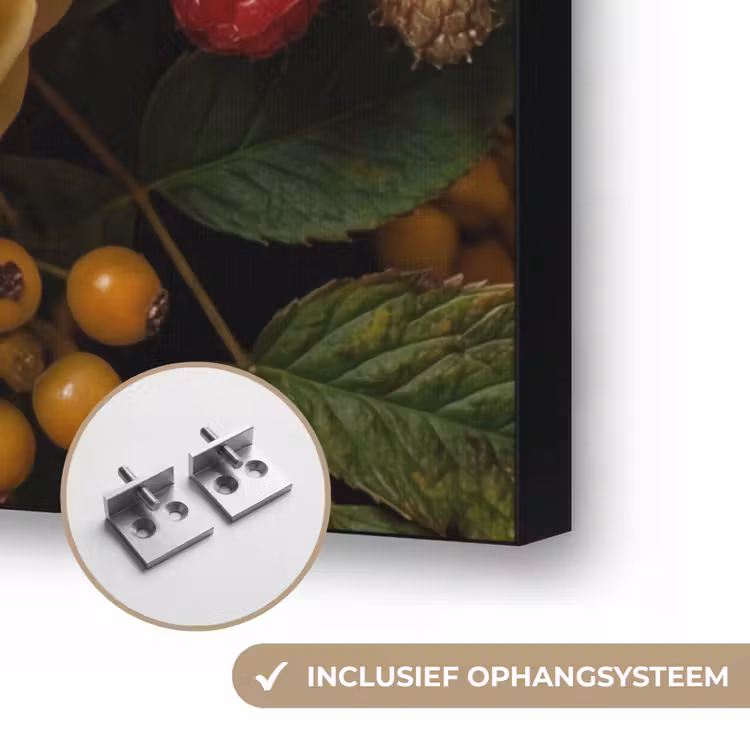 Bloemen - Boeket - Natuur - Klassiek - Geel Textielframe zwart klein -USP_ophangsysteemNL
